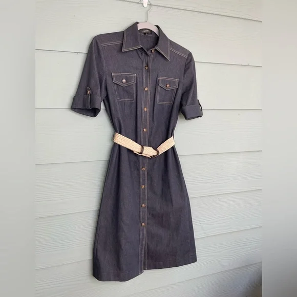 Tahari | Dresses | Tahari Denim Dress Size 2 | Poshmark